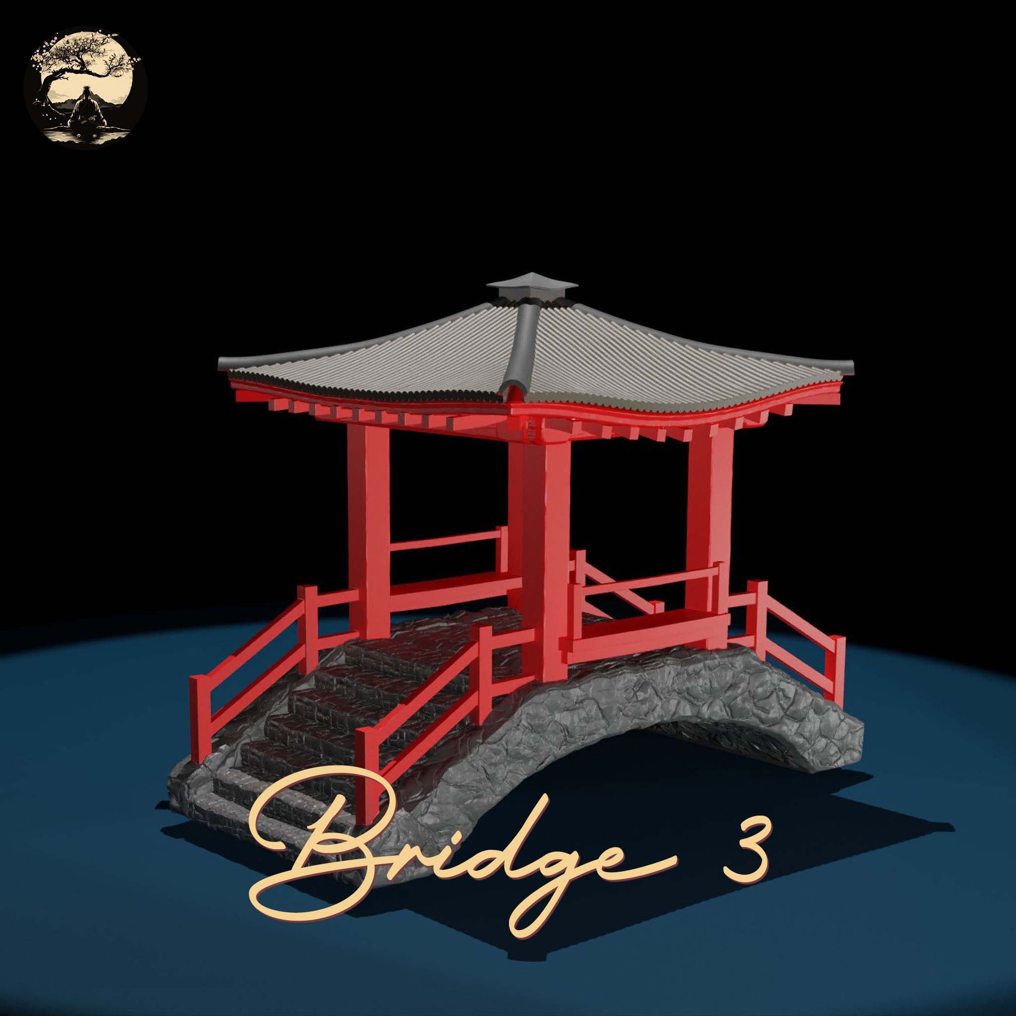 3D Printable Japanese Bridge 03 3D Printable Terrain 0 Silent Ronin Studios